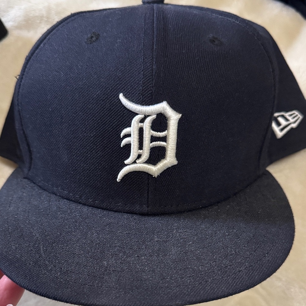 New Era Navy Blue Detroit D Snapback Hat with White Logo